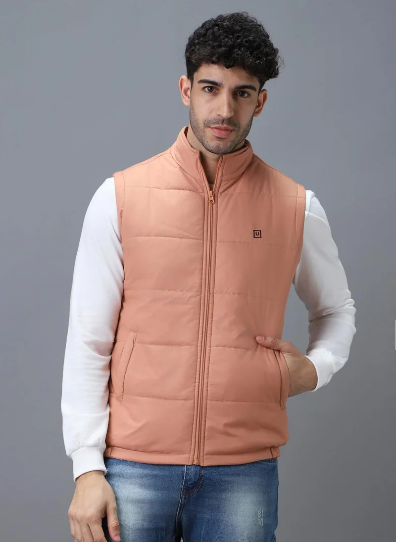 Urbano Fashion  Urbano Fashion Men's Pink Sleeveless Zippered Puffer Jacket for Men | Best Price UAE
